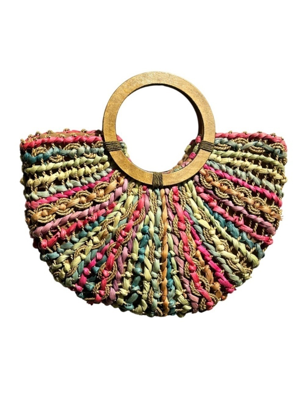 Kelly & Katie Woven Pastel Dyed Natural Straw Tote Bag